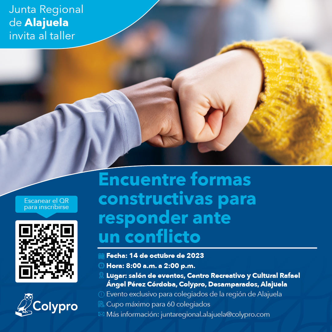 Afiche Taller Encuentre formas constructivas para responder ante un conflicto Junta Regional Alajuela