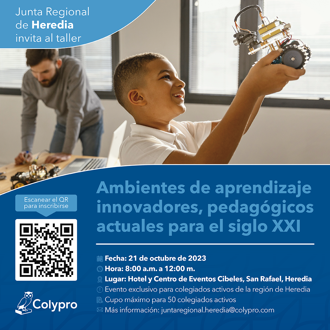 Afiche Taller Ambientes de aprendizaje innovadores, pedagógicos actuales para el siglo XXI Heredia
