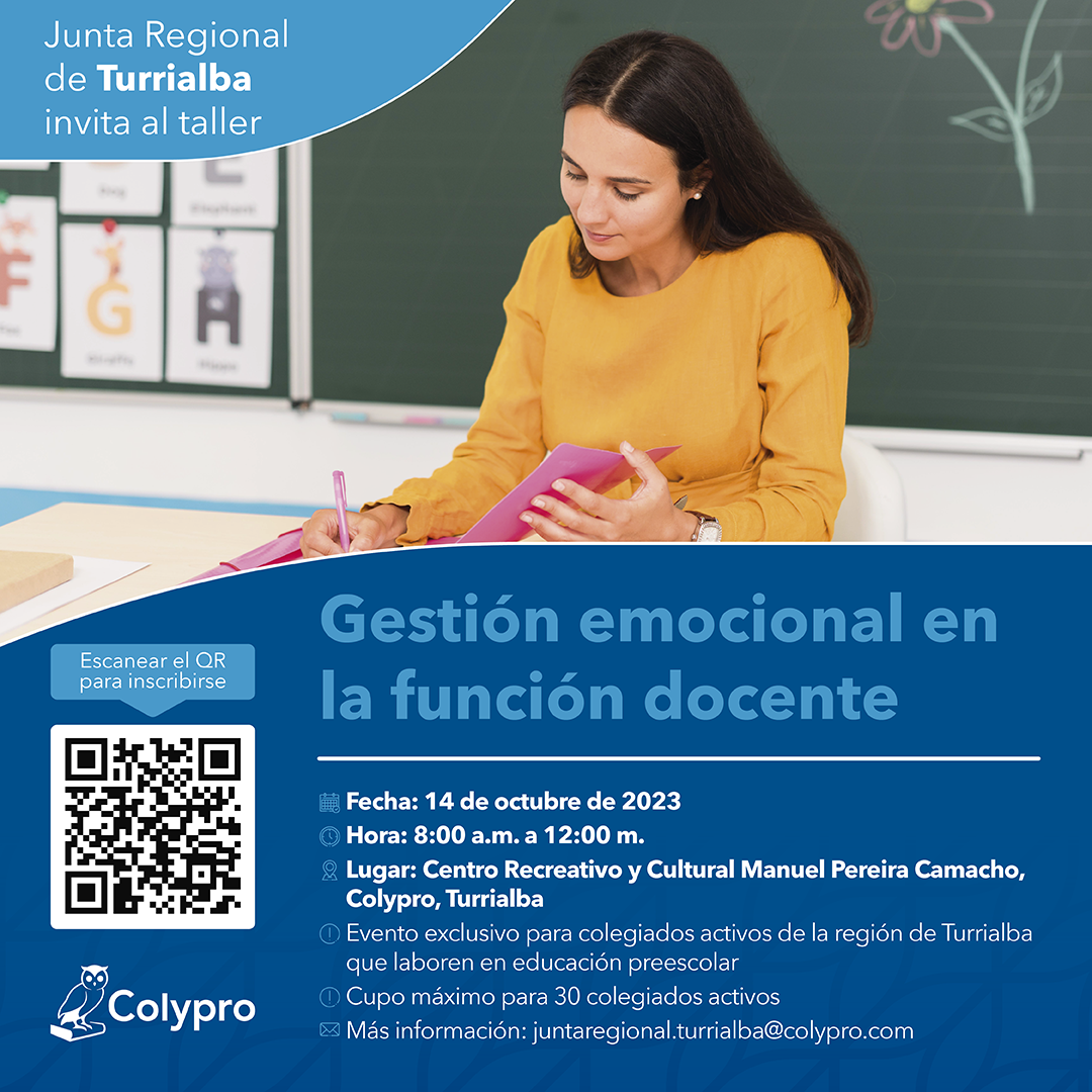 Afiche Taller Gestión Emocional en la función docente JR Turrialba PREESCOLAR