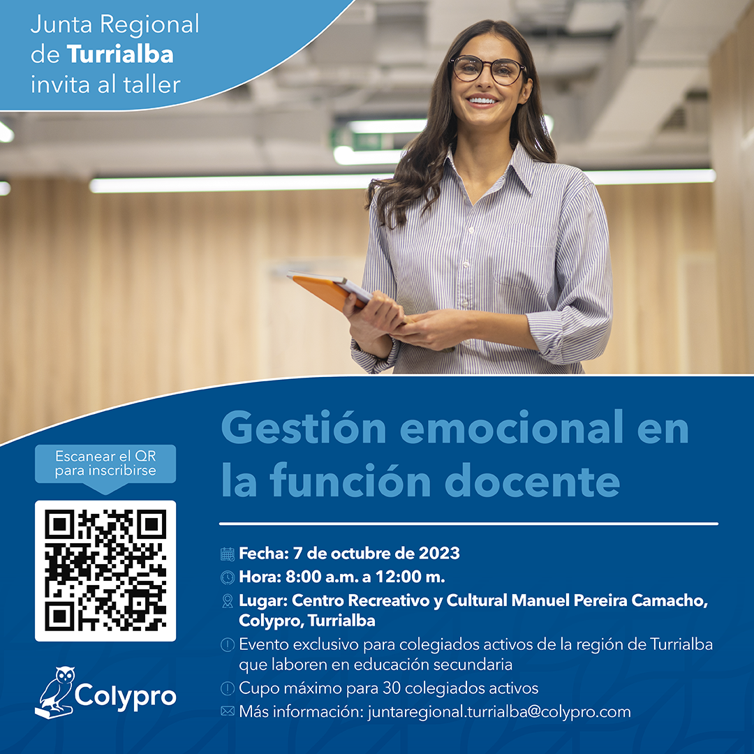 Afiche Taller Gestión Emocional en la función docente JR Turrialba SECUNDARIA