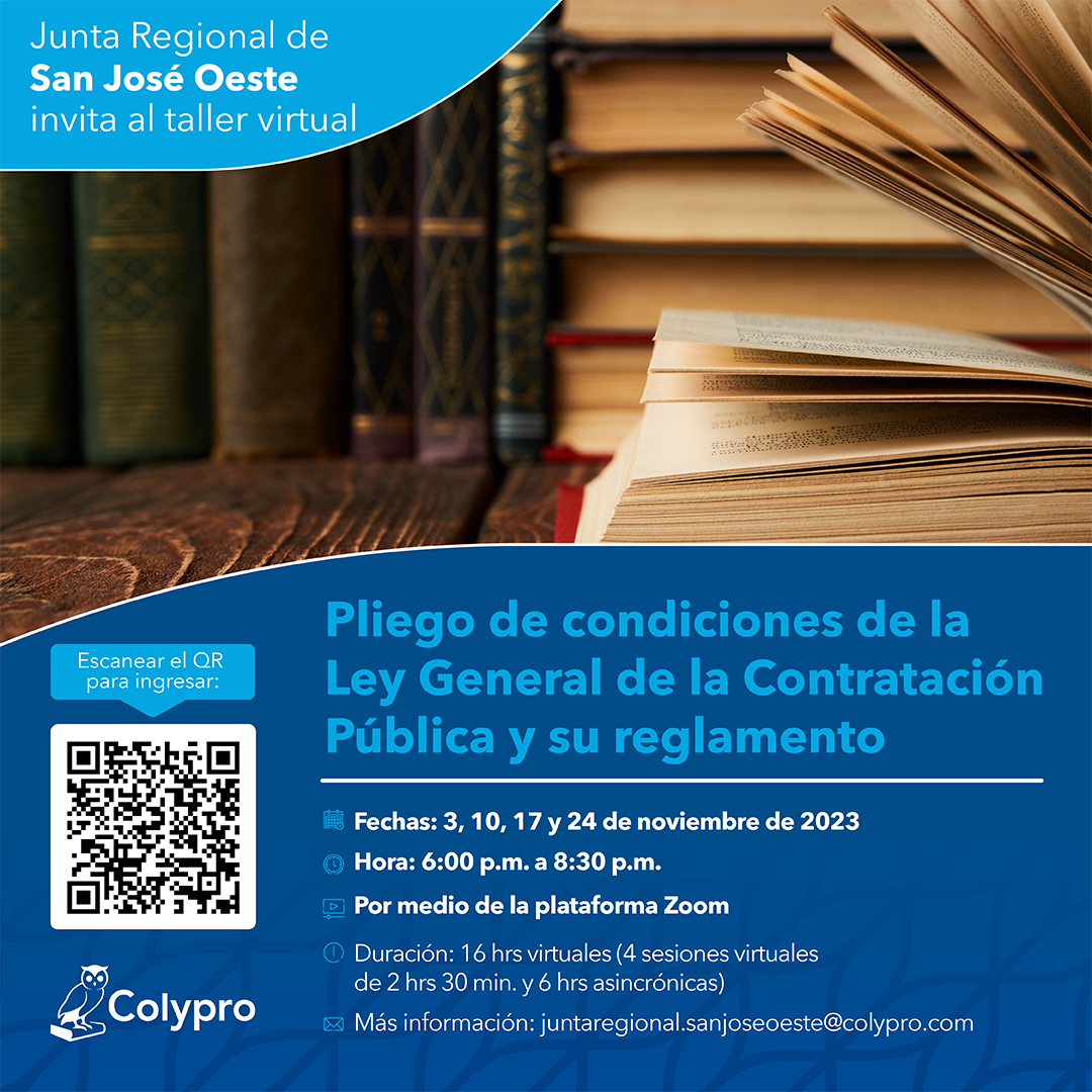 Afiche Taller Pliego de condiciones de la Ley General de la Contratación Pública y su reglamento