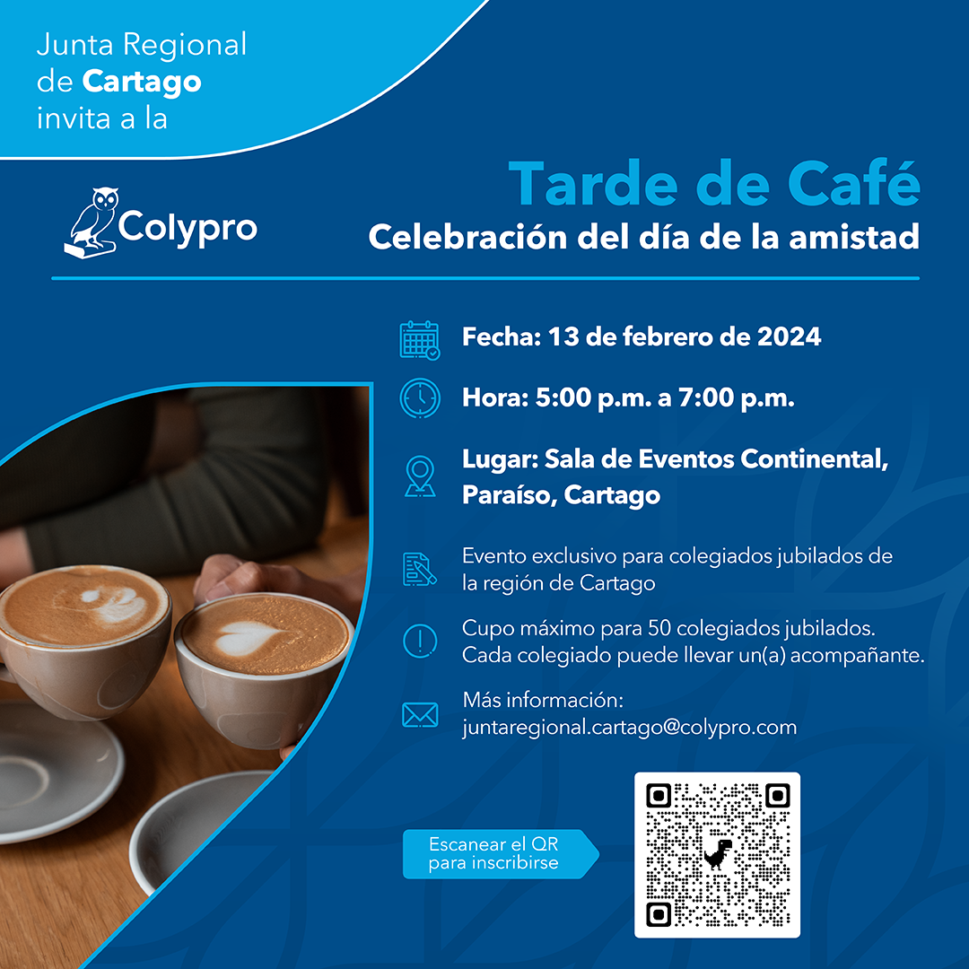 Afiche Tarde de Café Celebración del día de la amistad Jubilados Cartago