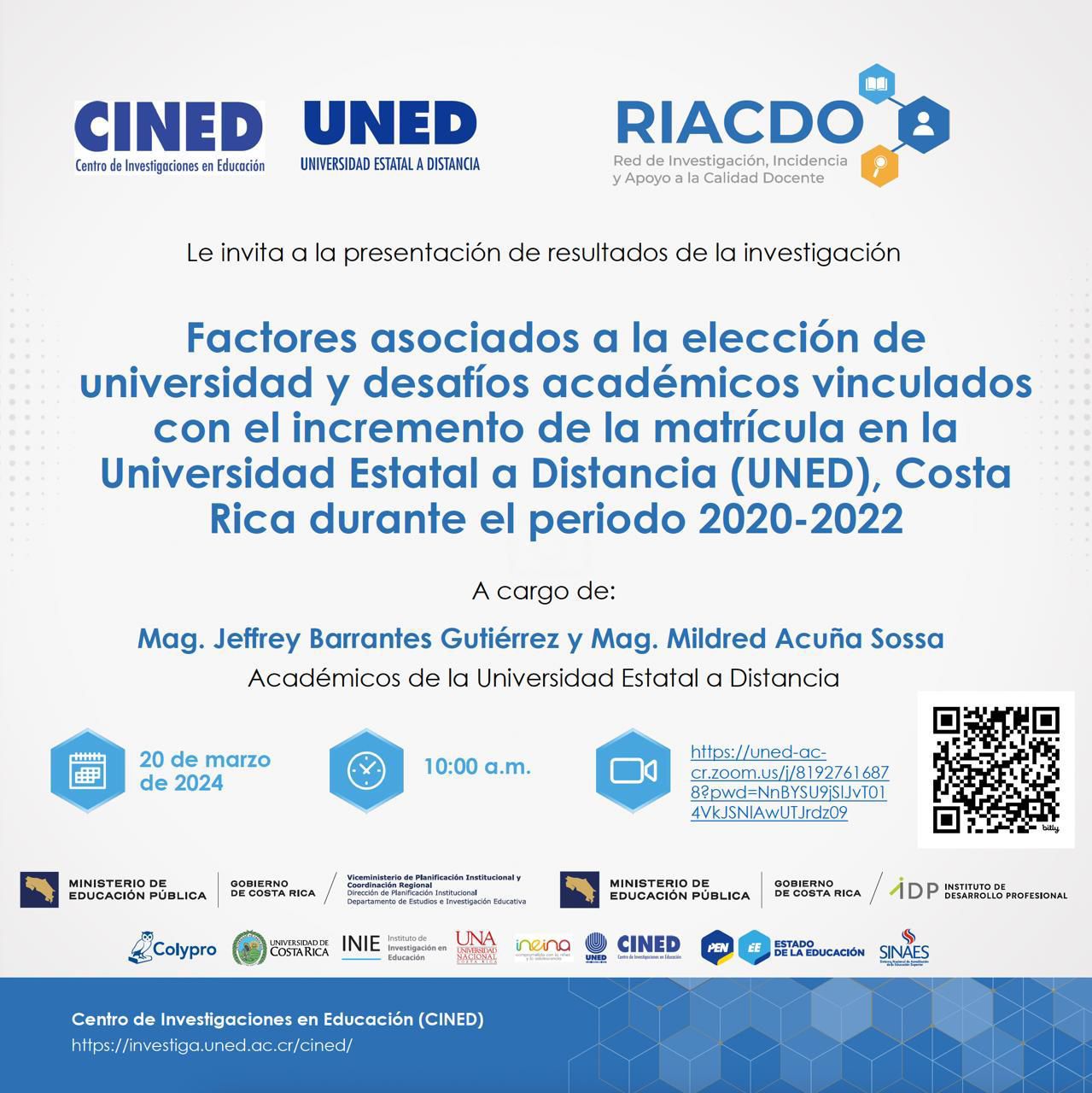 Afiche Charla Factores asociados a la elección de universidad y desafíos académicos vinculados con el incremento de la matrícula