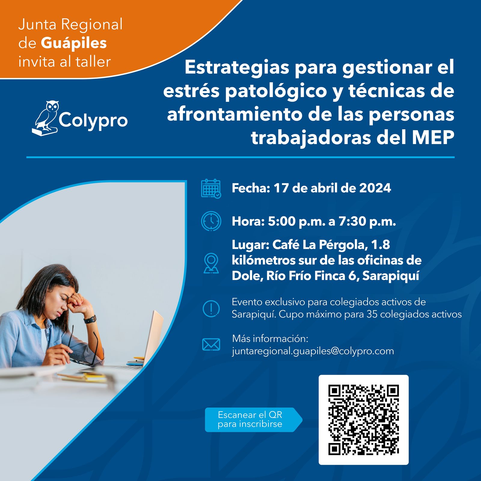 Afiche Estrategias para gestionar el estrés patológico y técnicas de afrontamiento de las personas trabajadoras del MEP