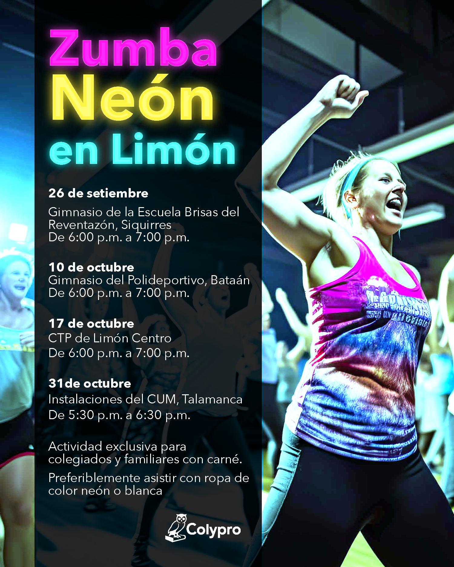 Clases de Zumba Neón en Limón