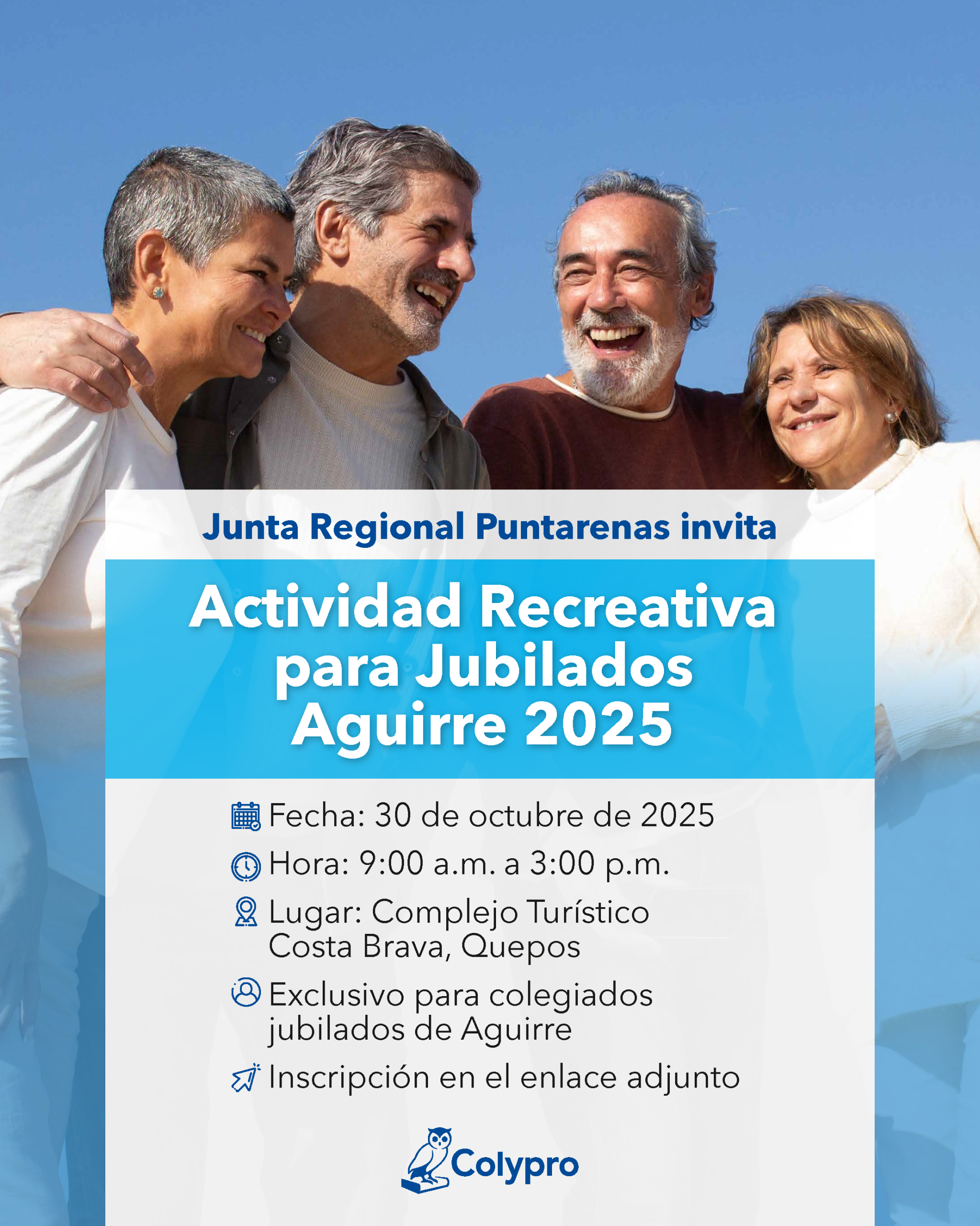 'Actividad Recreativa para Jubilados Aguirre 2025'. Junta Regional Puntarenas