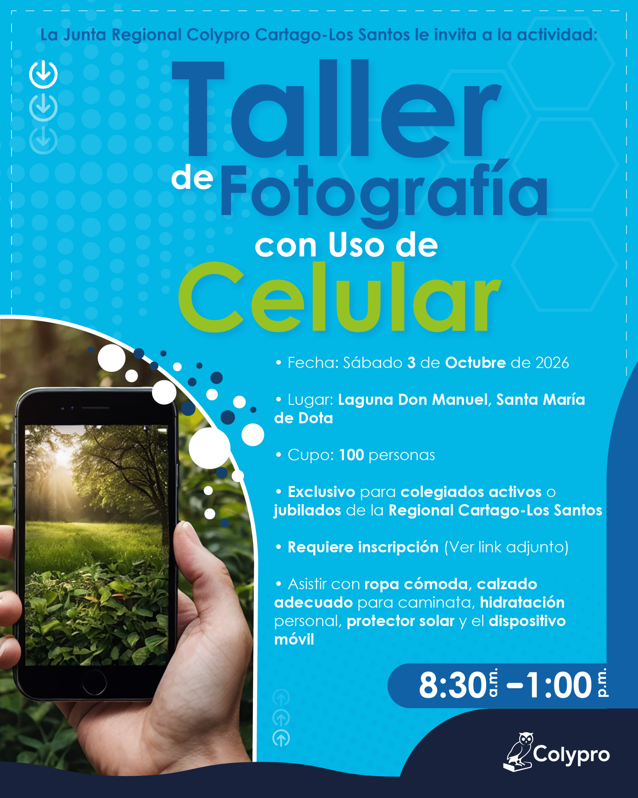 Taller de fotografía con uso del celular - Junta Regional Cartago-Los Santos
