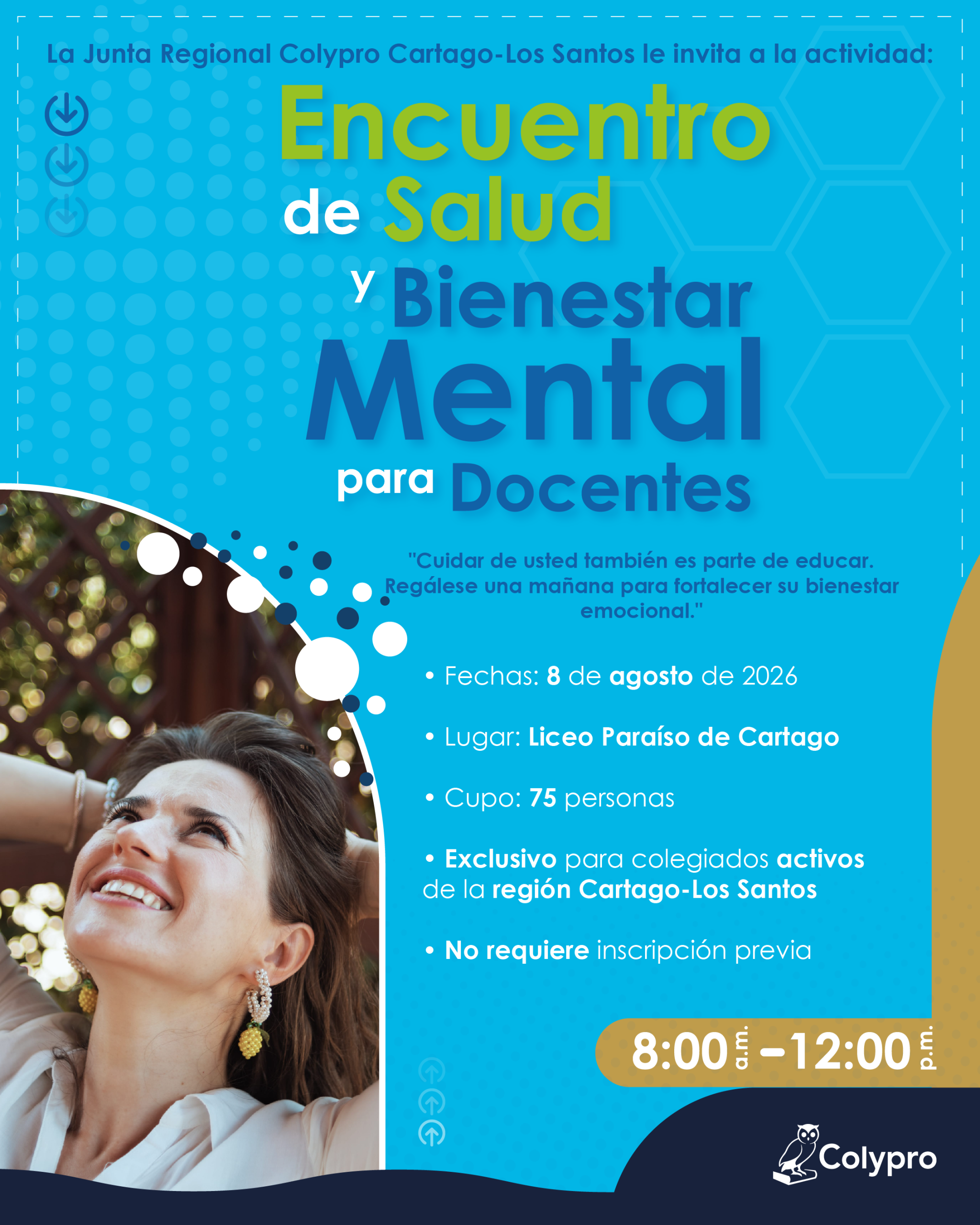 Actividad "Encuentro de Salud y Bienestar Mental para Docentes" - Junta Regional Cartago-Los Santos